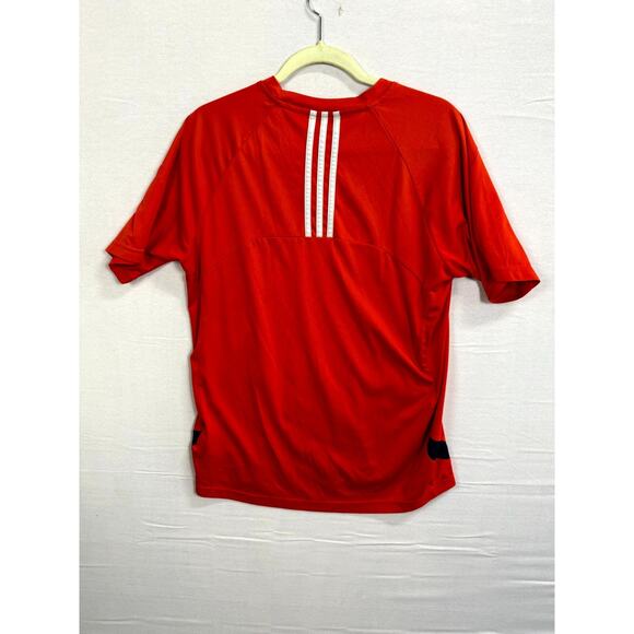 Adidas T-Shirt Mens Large Red Black Short Sleeve 3-Striped Crew Neck Pullover - Picture 8 of 8